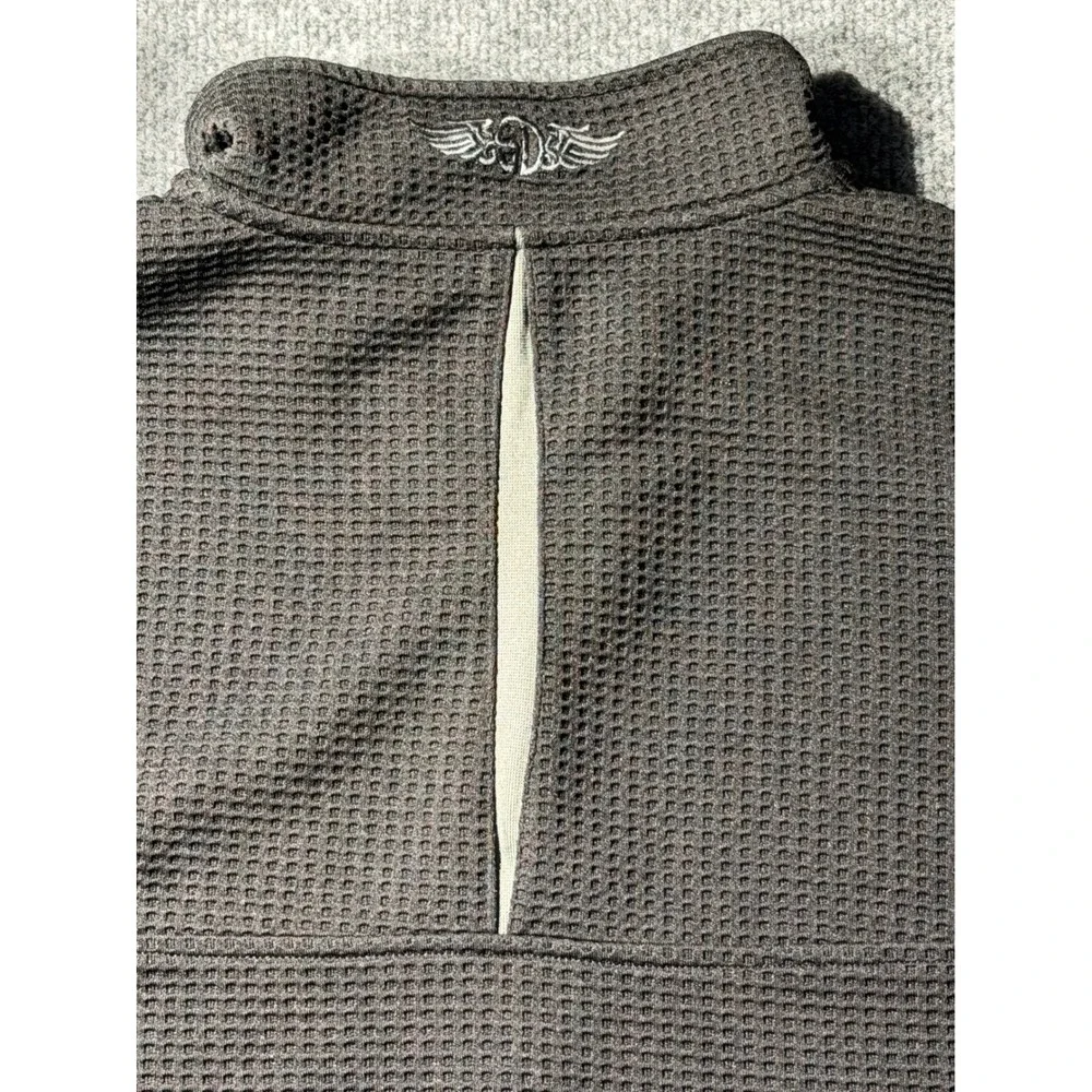 Straight Down Mens Large Gray Waffle Knit Quarter Zip Pullover Golf Fleece L